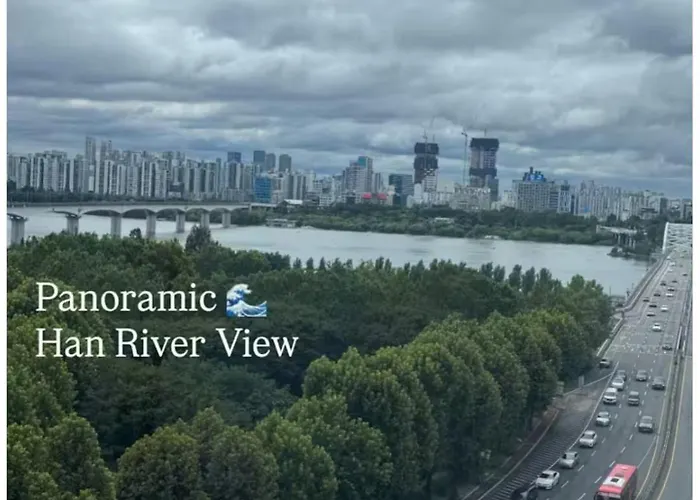 Open3-hongik Hapjeong Station 2 Minutes-luxury Style-panoramic River View-queen Bed For 2 People-comfortable Sofa Interior * Сеул
